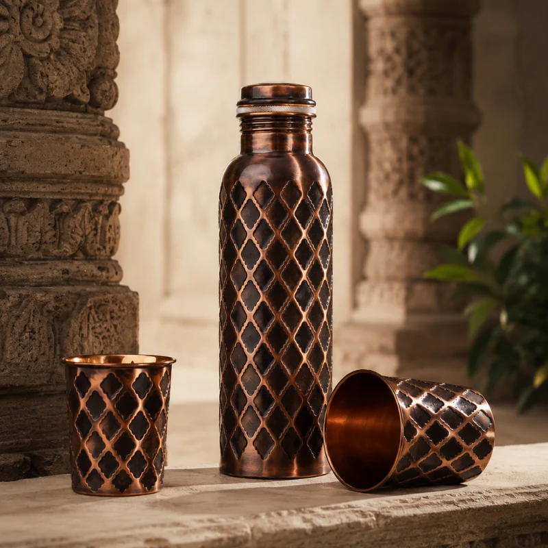 Trinkflasche aus massivem Kupfer – Diamond Edition