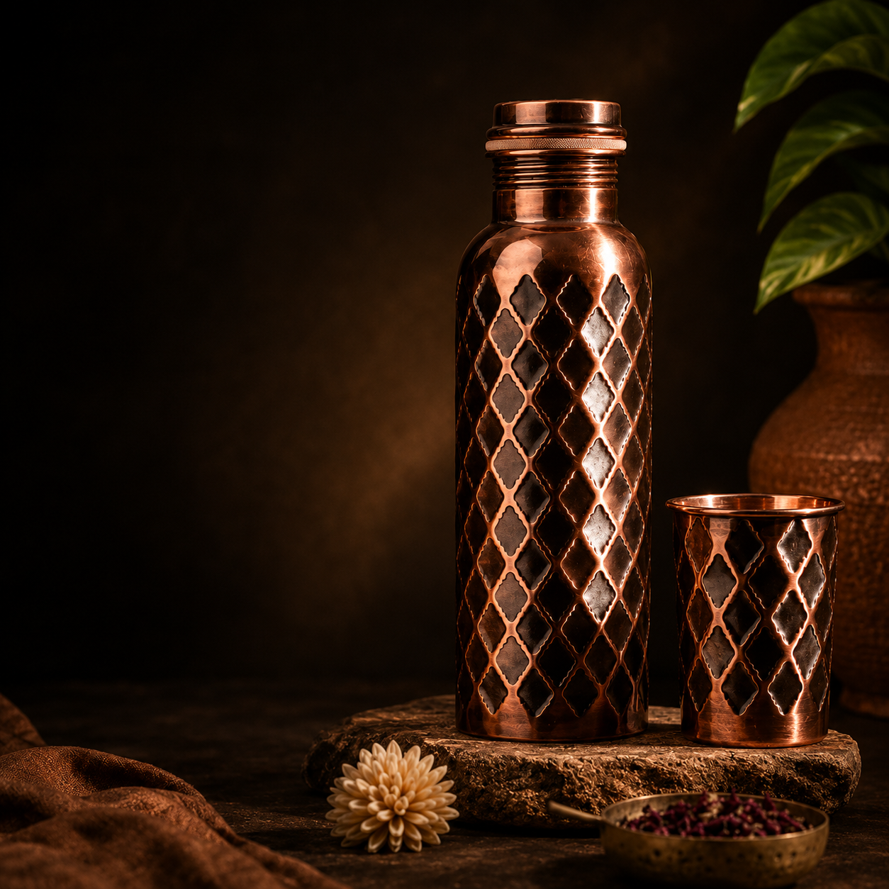 Trinkflasche aus massivem Kupfer – Diamond Edition