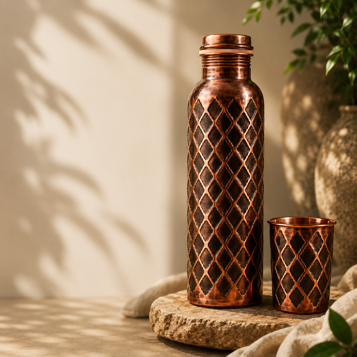 Trinkflasche aus massivem Kupfer – Diamond Edition