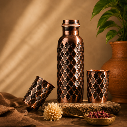 Trinkflasche aus massivem Kupfer – Diamond Edition